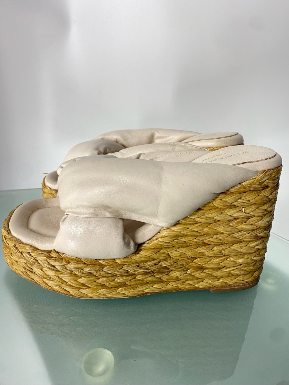 Paloma Barceló Ciane Cream Knotted Leather Wedge Sandals Woven Platform Size 6 - Picture 3 of 10